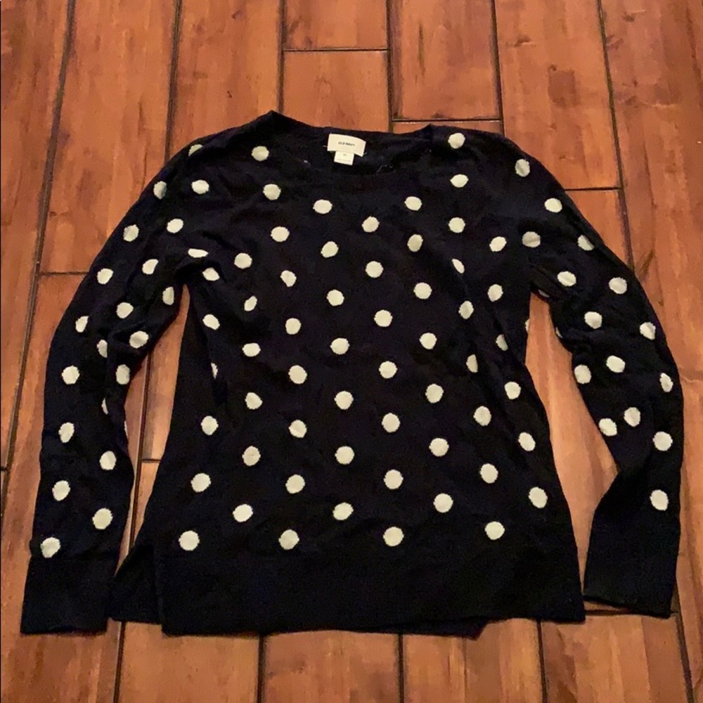 Old navy navy and white polka dot sweater